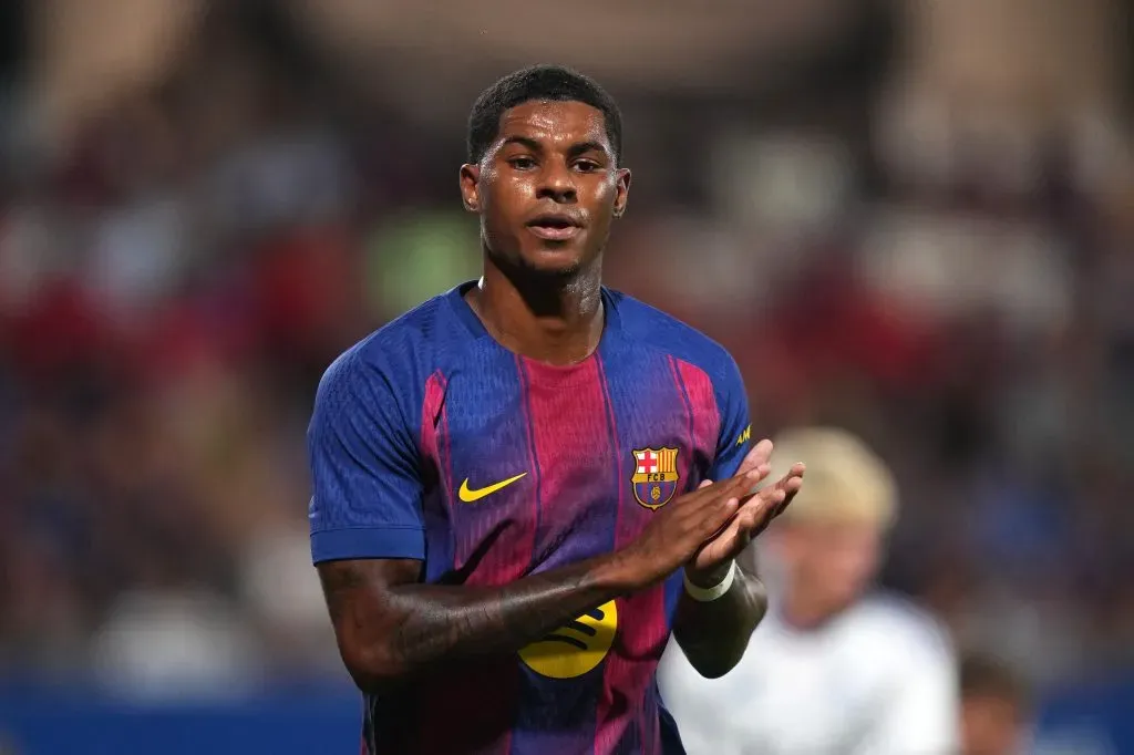 Marcus Rashford em campo pelo Barcelona.
