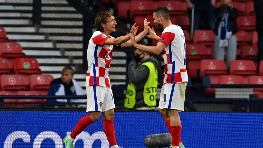 Luka Modric e Mateo Kovacic juntos na Seleção Croata. Foto: Paul Ellis - Pool/Getty Images