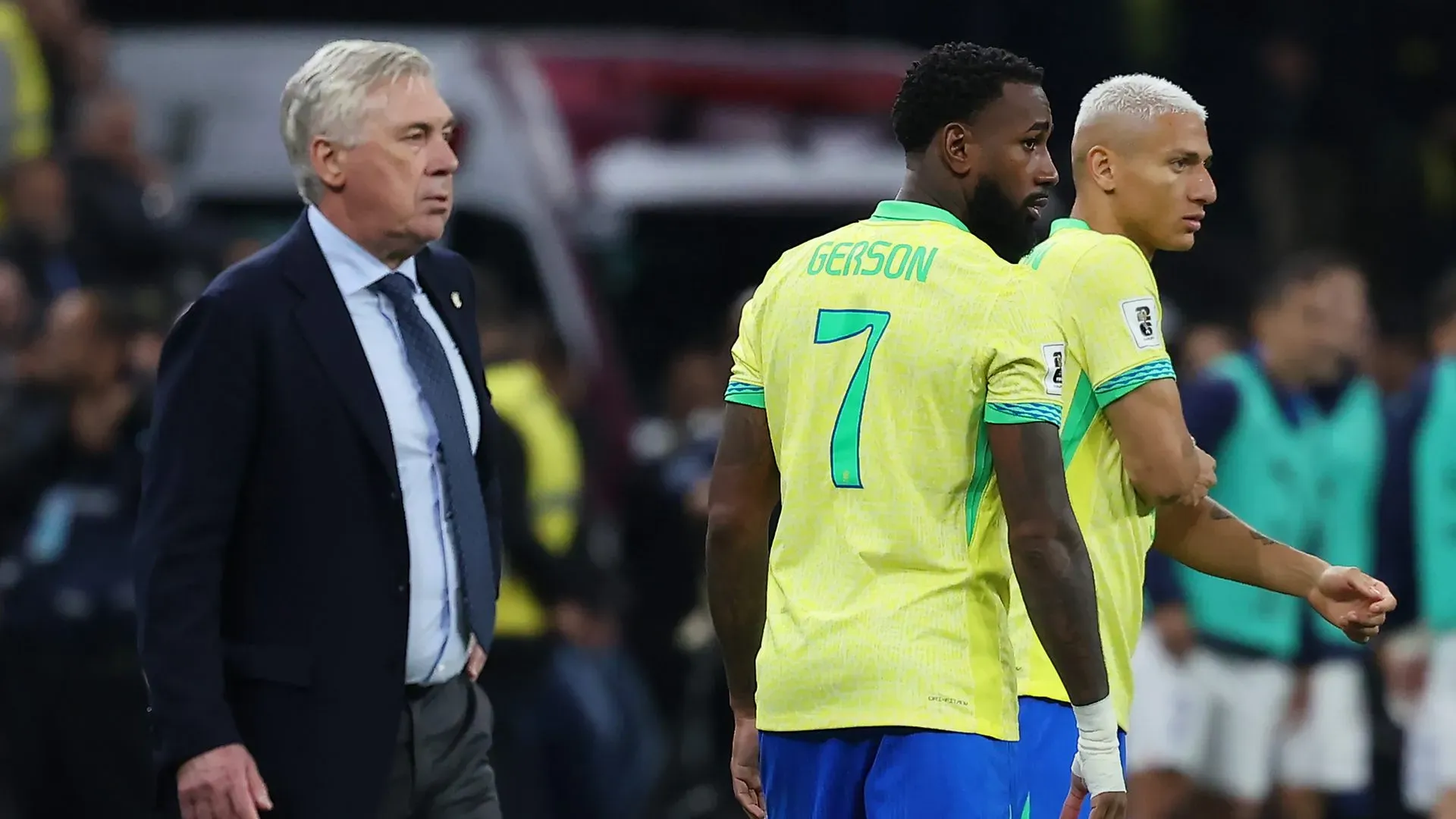 Gerson em jogo do Brasil sob o comando de Ancelotti. Foto: Wagner Meier/Getty Images