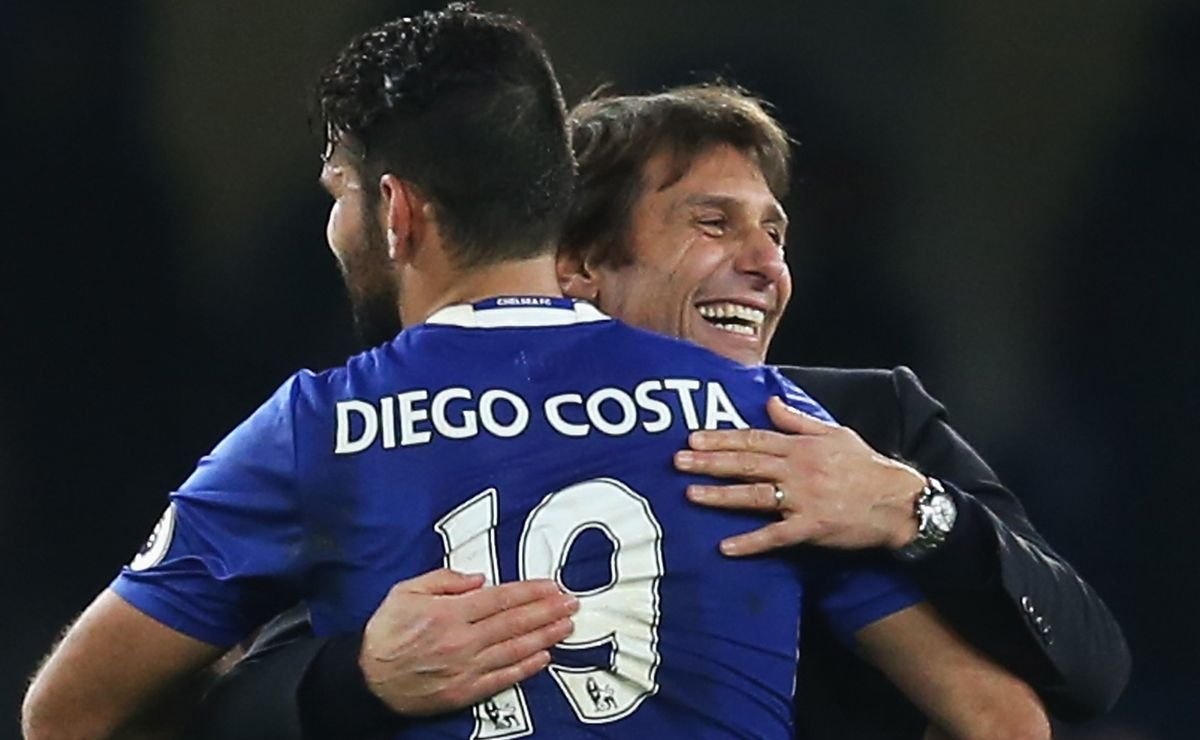Diego Costa e Antonio Conte no Chelsea