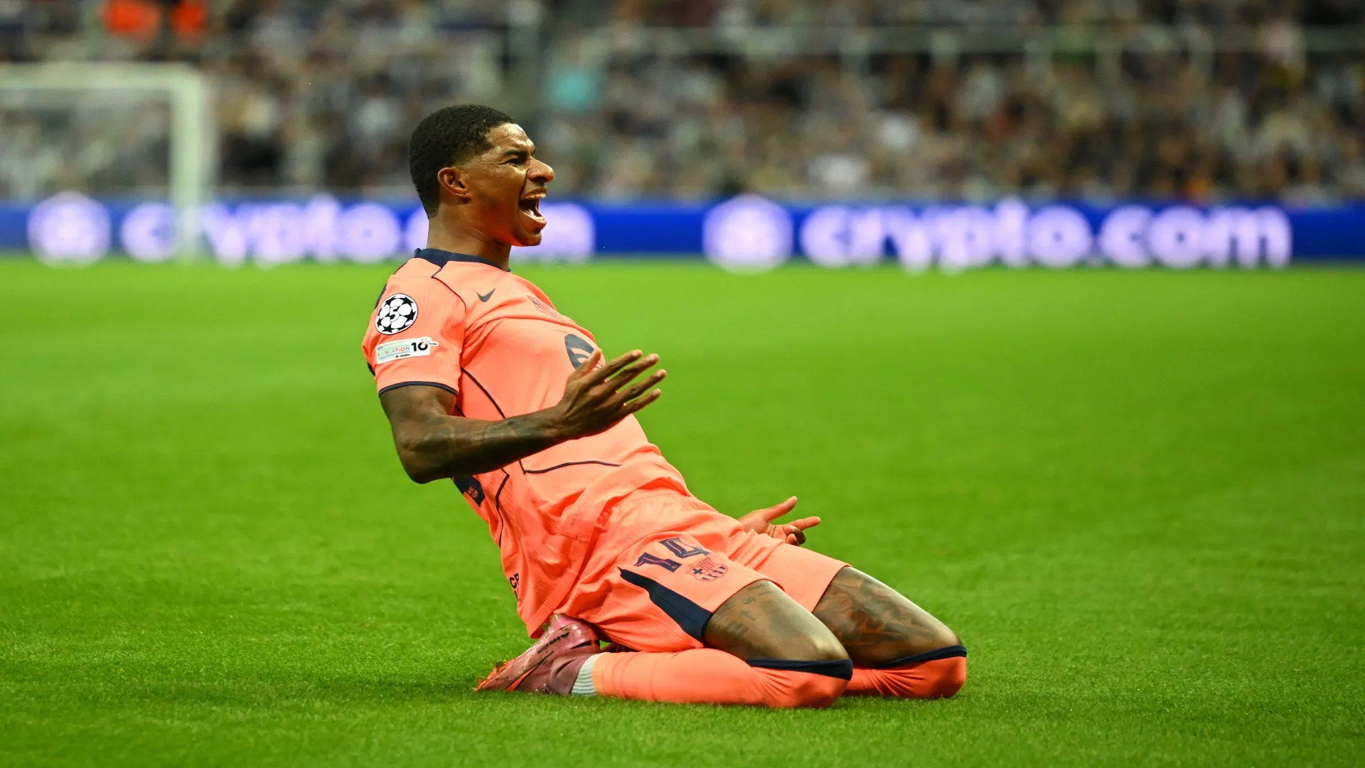 Marcus Rashford em Newcastle x Barcelona pela Champions 2025/26. Foto: Getty Images