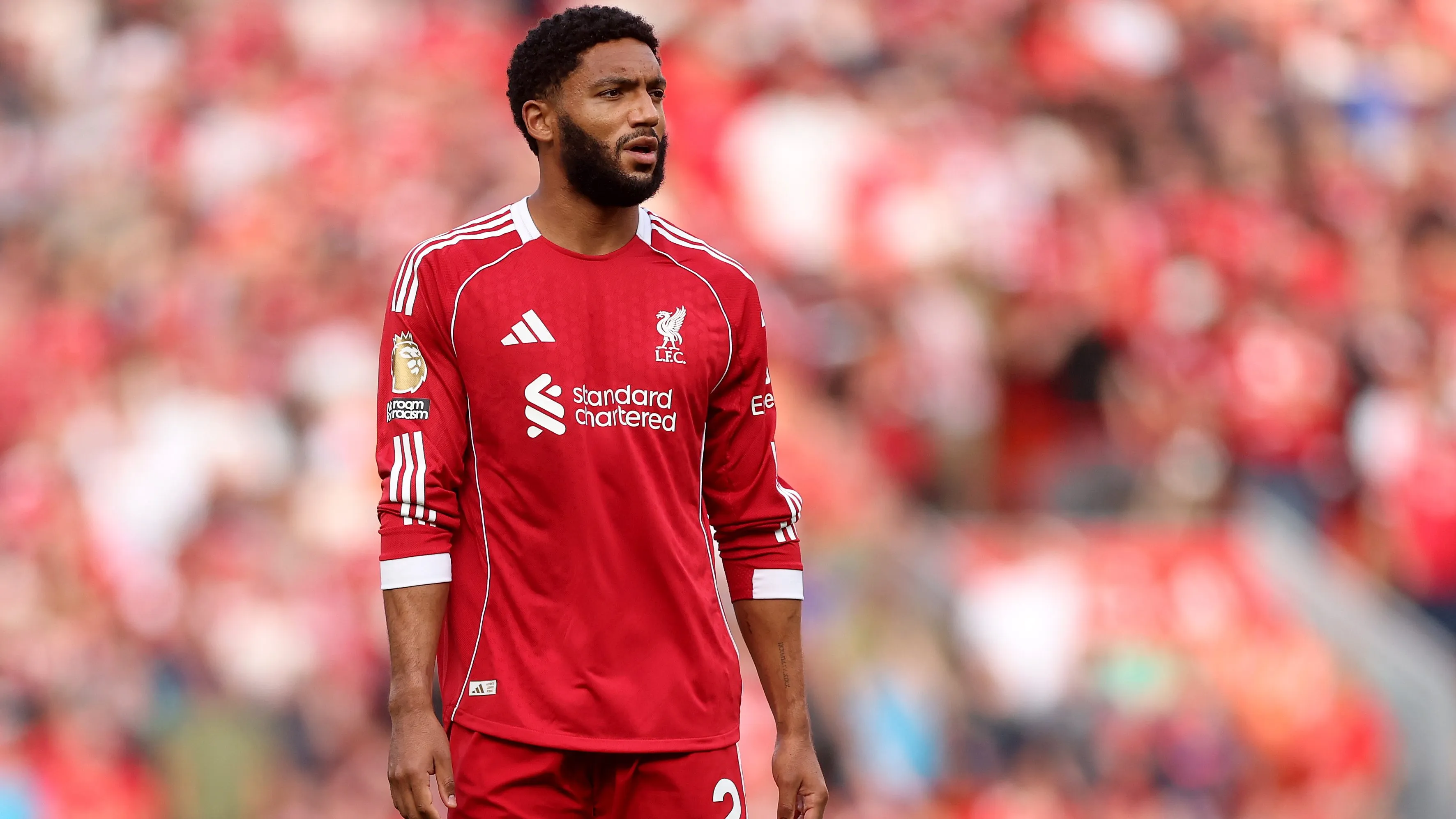 Joe Gomez em jogo do Liverpool. Foto: Carl Recine/Getty Images