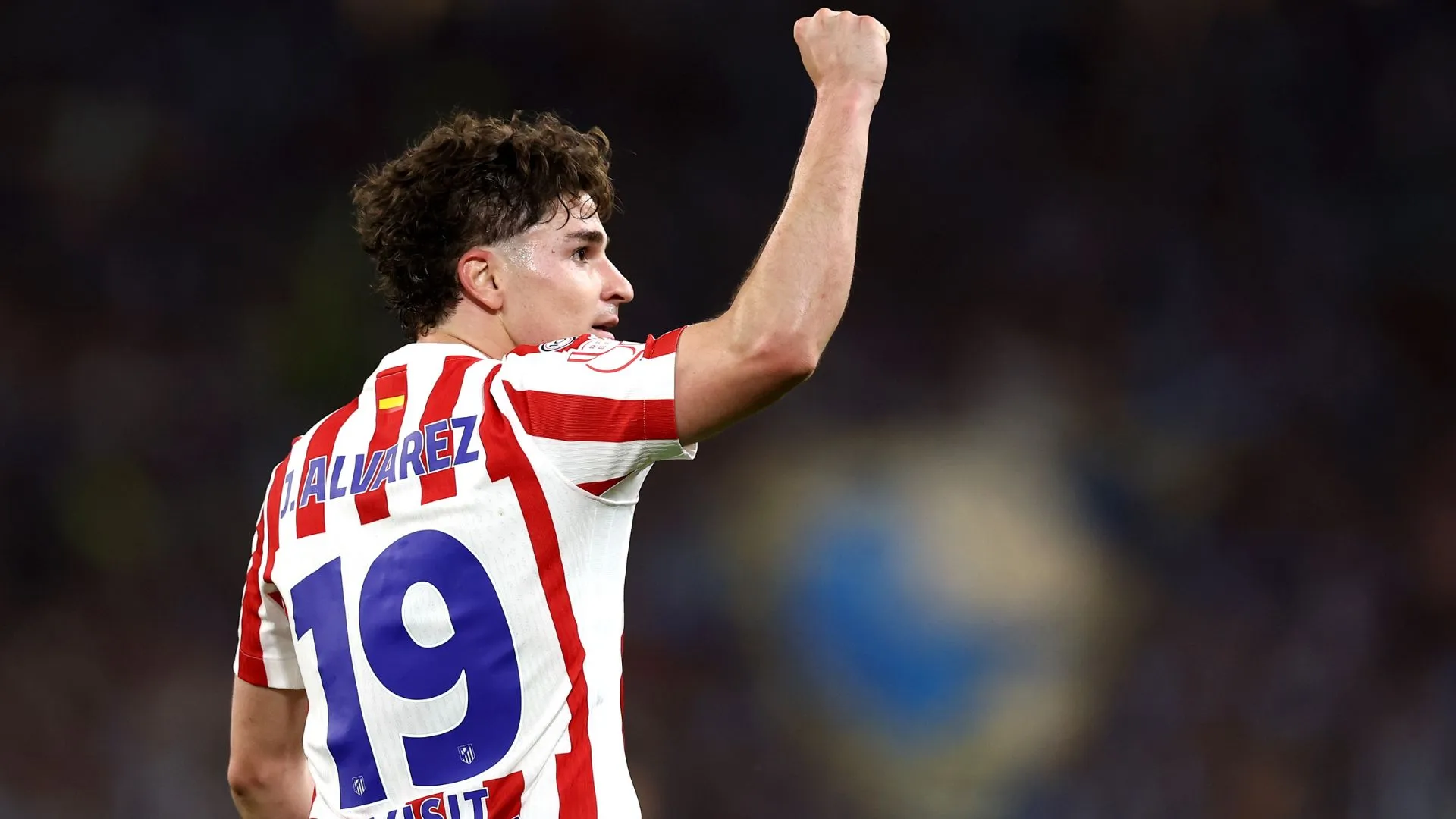 Julián Álvarez comemorando gol pelo Atlético de Madrid. (foto: Fran Santiago/Getty Images)