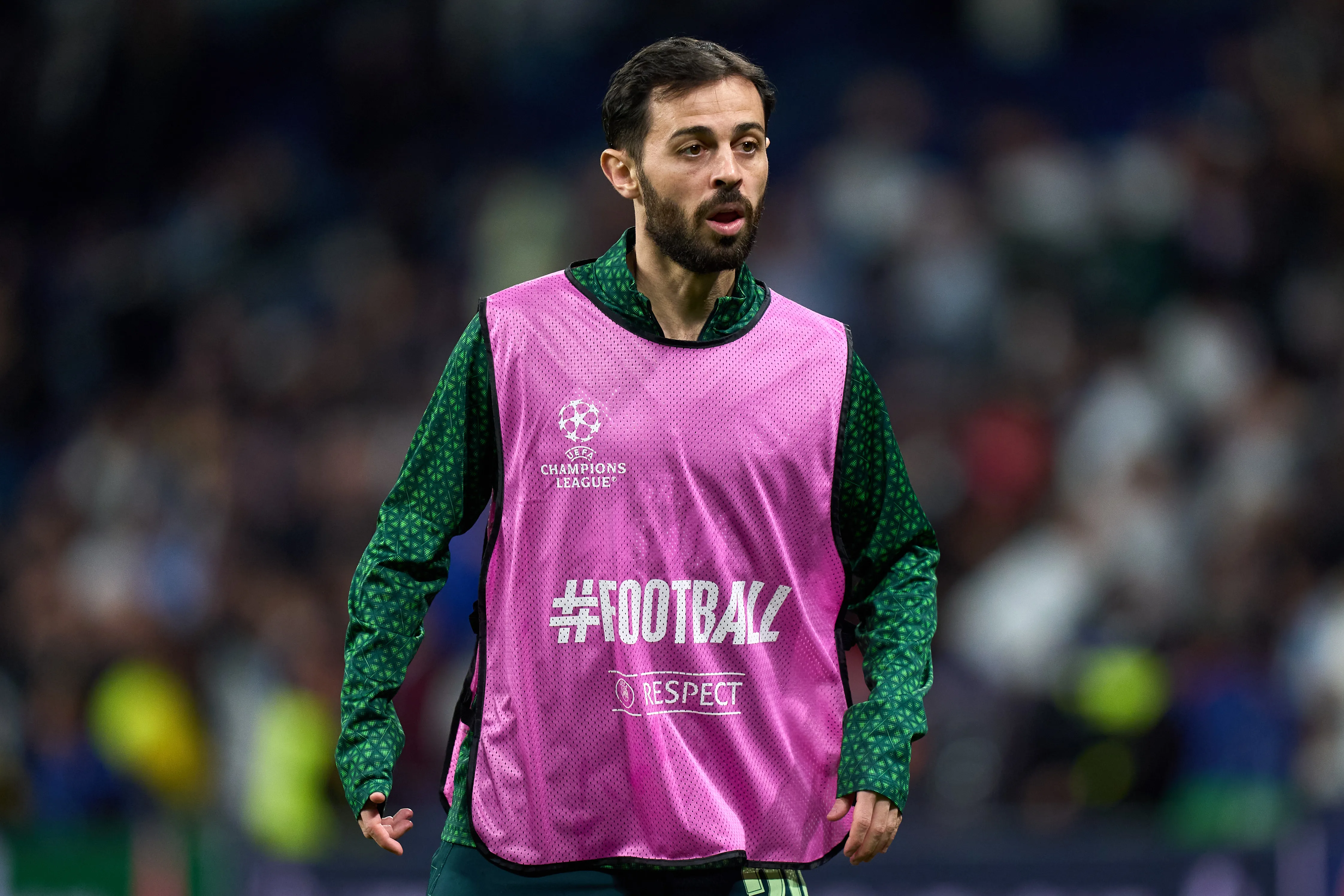 Bernardo Silva antes de um jogo pelo Manchester City