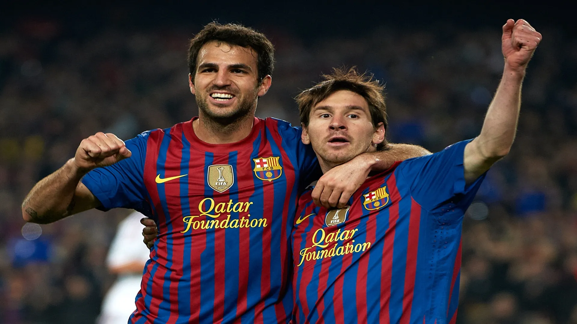Fàbregas e Messi em 2012 no Barcelona – Manuel Queimadelos Alonso/Getty Images