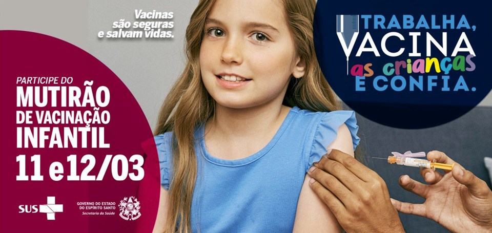 Estado promove mutirão de vacinação contra Covid-19 para público infantil na próxima sexta (11) e sábado (12)