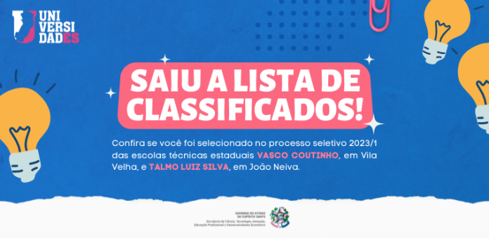 Confira resultado do processo seletivo das escolas técnicas estaduais