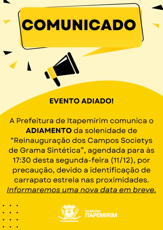 EVENTO ADIADO!