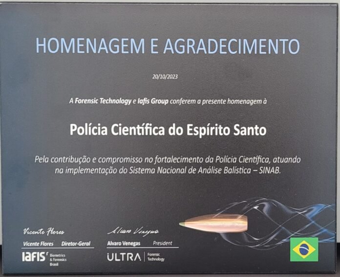 Polícia Científica do Estado recebe agradecimento e homenagem pela contribuição no Sistema Nacional de Análise Balística (SINAB)