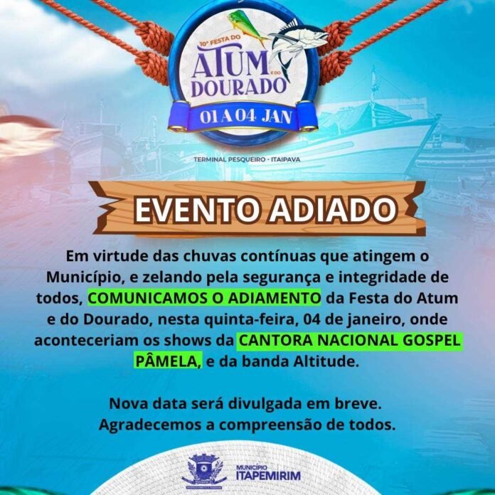 COMUNICADO: EVENTO ADIADO