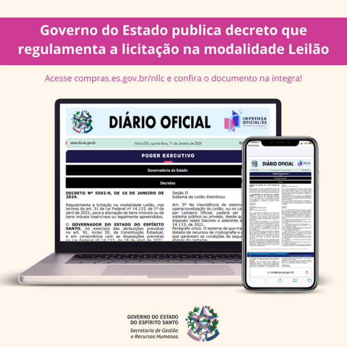 Governo do Estado publica decreto que regulamenta a licitação na modalidade Leilão