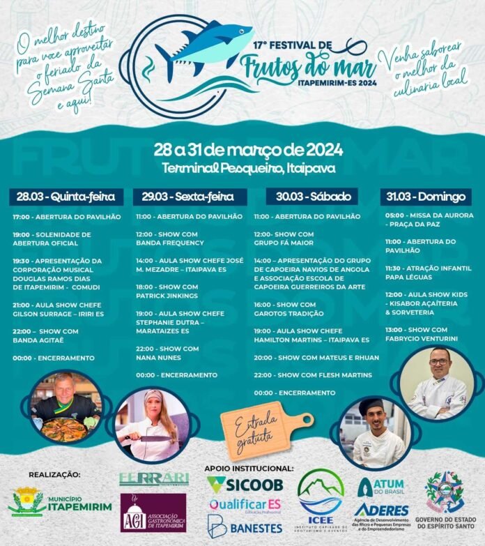 FERIADO COM FESTIVAL DE FRUTOS DO MAR EM ITAPEMIRIM