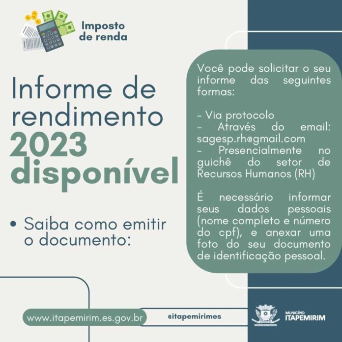 INFORME DE RENDIMENTO 2023 DISPONÍVEL