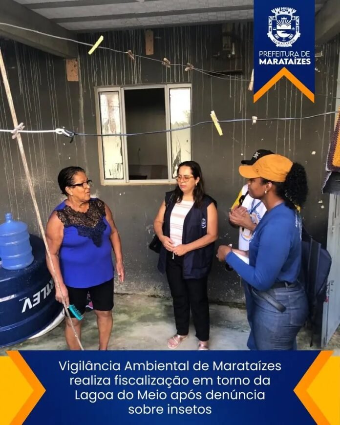 Vigilância Ambiental de Marataízes realiza fiscalização em torno da Lagoa do Meio após denúncia sobre insetos