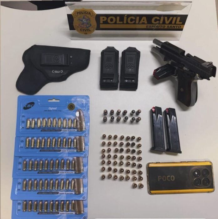PCES apreende pistola, munições e acessórios durante diligência na zona rural de Conceição da Barra  