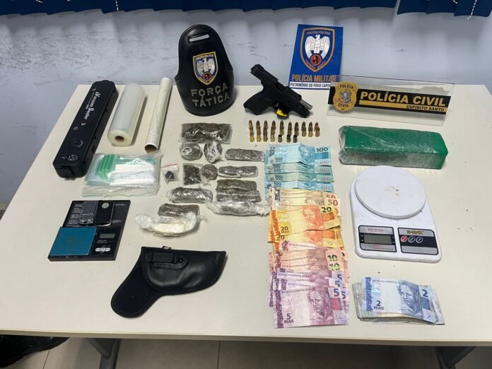 Operação conjunta das Polícias Civil e Militar apreende arma de fogo e drogas em Guaçuí