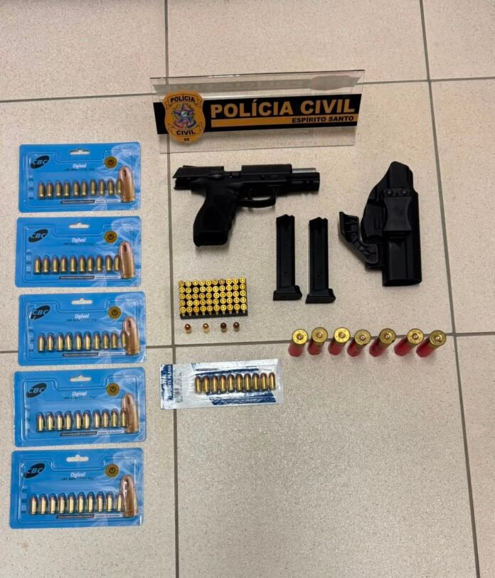 Operação da PCES apreende arma, mais de 100 munições e prende investigado em Colatina