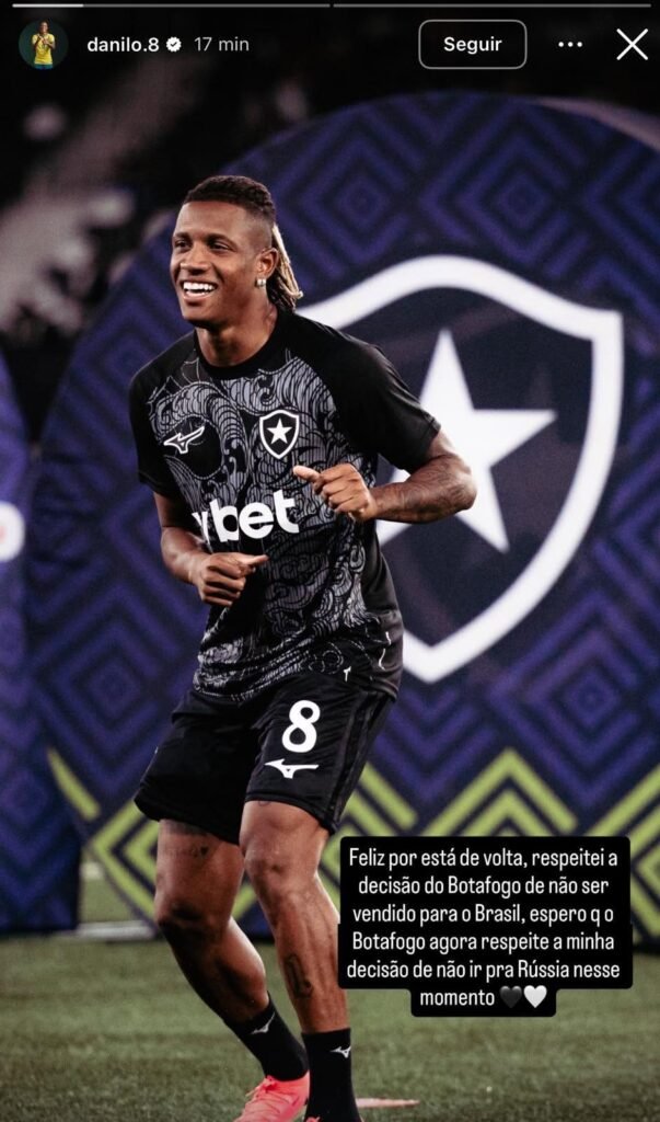 Danilo manda recado para diretoria do Botafogo: “Espero que respeite minha decisão”