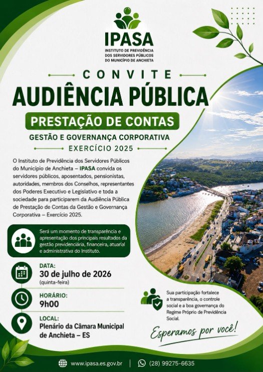Notícia IPASA realiza audiência pública para prestação de contas da gestão e governança corporativa - Prefeitura Municipal de Anchieta