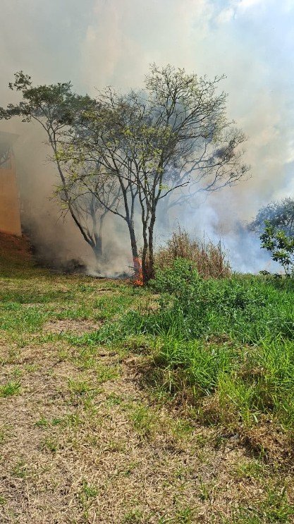 Notícia Incêndio em área de vegetação próximo à Escola Padre Anchieta é controlado; unidade não foi atingida - Prefeitura Municipal de Anchieta
